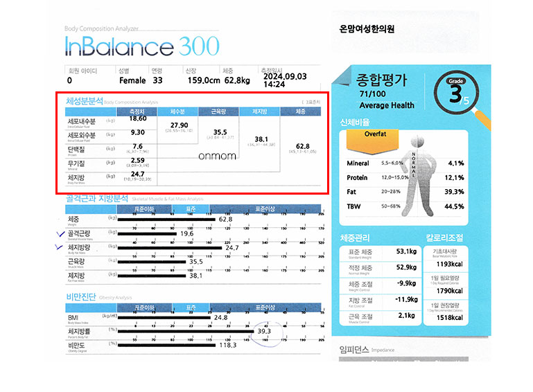 다이어트한약(슬림환) 2개월 및 비만침 1개월 (-8.9kg)